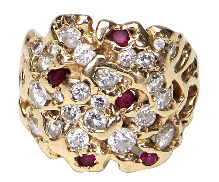 Elvis Presley Owned & Worn 14kt Gold Diamond and Ruby Ring