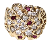 Elvis Presley Owned & Worn 14kt Gold Diamond and Ruby Ring