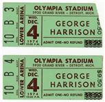 The Beatles George Harrison Pair of 1974 Tickets