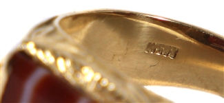 Elvis Presley Owned and Worn 14kt Gold and Agate Ring