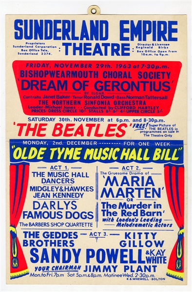 The Beatles 1963 Sunderland Empire Window Card