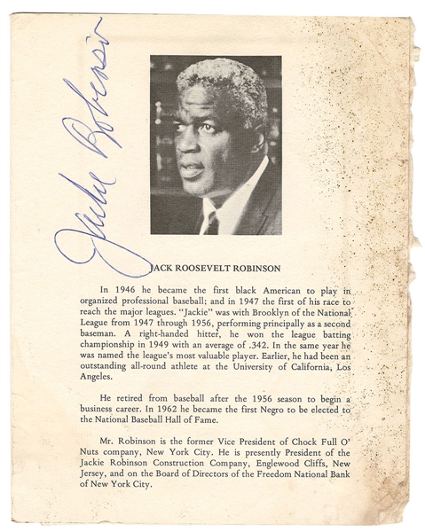 Jackie Robinson Signed Program Page JSA