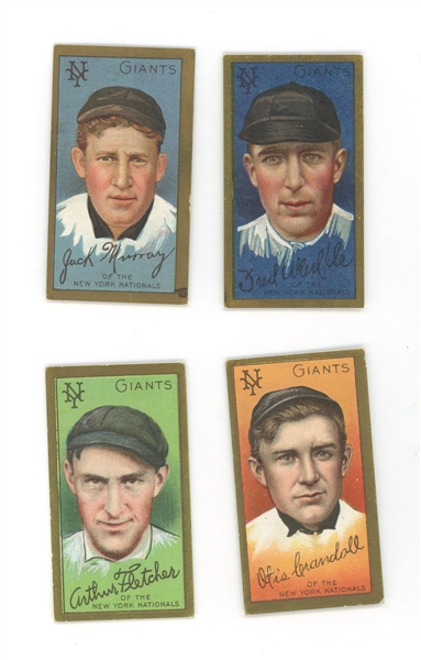 Lot of 4 T205 Gold Borders N.Y. Giants Players