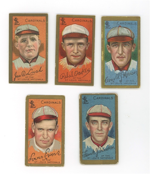 Lot of 5 T205 Gold Borders Saint Louis Cardinals Players