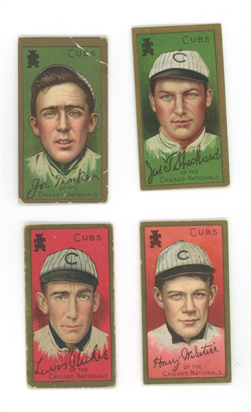 Lot of 4 T205 Gold Borders Chicago Cubs Players