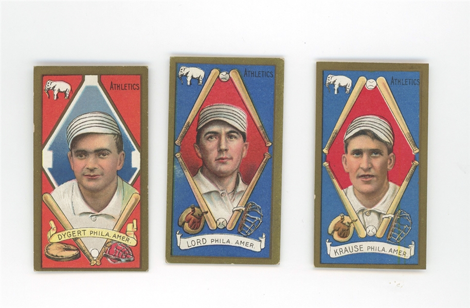 Lot of 3 T205 Gold Borders Philadelphia Athletics Players