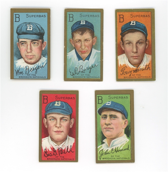 Lot of 5 T205 Gold Borders Brooklyn Superbas Players