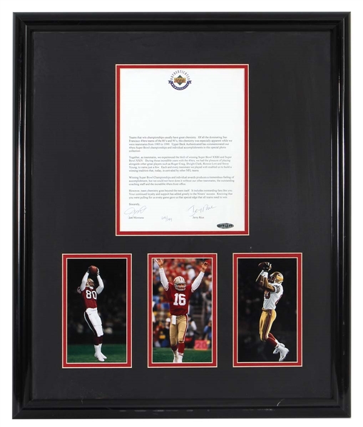 Joe Montana and Jerry Rice Signed Upper Deck Contract Display