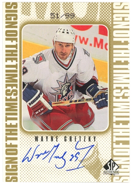 1999-2000 SP Authentic Sign of the Times #WG Wayne Gretzky Autograph (#51/99)