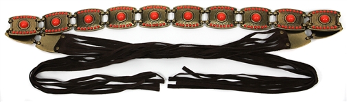 Elvis Presley Owned & Worn Brown Suede Fringe Concho Belt