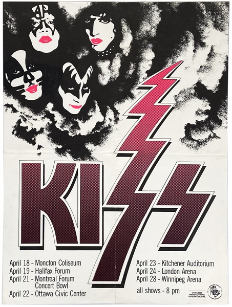 KISS Canadian Alive/Destroyer Tour 1976 Thundercloud Concert Poster