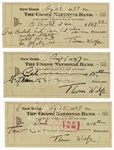 Lot of 3 Thomas Wolfe Signed Checks