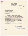 Lillian Hellman Signed Letter