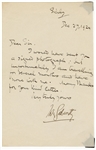 John Galsworthy Handwritten and Signed Letter