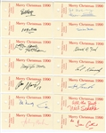Large Collection of 1990 Christmas Party-Goers Autographs (Johnny Cash, Gerald Ford, June Carter)