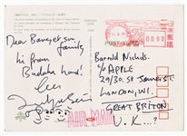 John Lennon Handwritten & Signed Postcard with Drawings