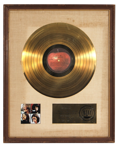 The Beatles “Let It Be” RIAA White Matte Gold Album Award Presented to The Beatles