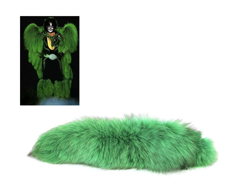 KISS 1979 Peter Criss Dynasty Era Costume Green Cat Tail -- formerly owned by Kiss Costume / Wardrobe Manager Pixie Esmonde
