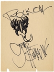 KISS Gene Simmons Vintage Signed Self-Portrait Drawing Circa 1976