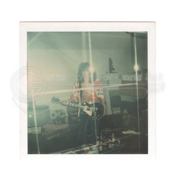 KISS Original Vintage Polaroid Photo of Ace Frehley & his Black Gibson Les Pauls mirror wall reflection inside his New York apartment 1976