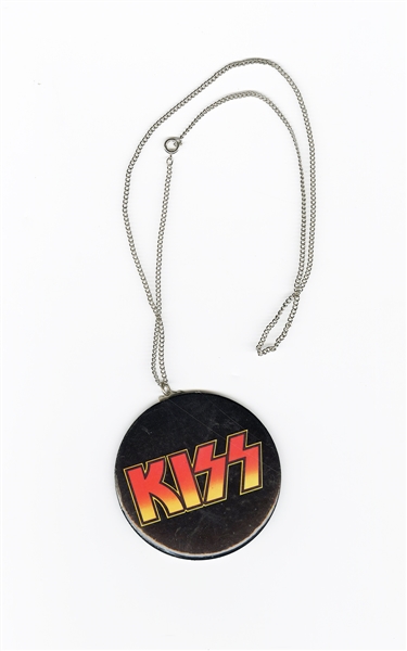 KISS Hotline 3" Logo Button Prototype Necklace 1976 Aucoin
