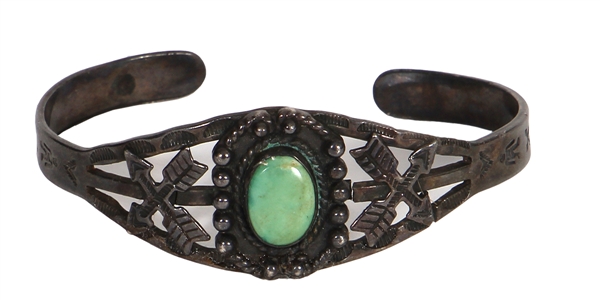 Jimi Hendrix Owned and Worn Silver and Jade Bracelet