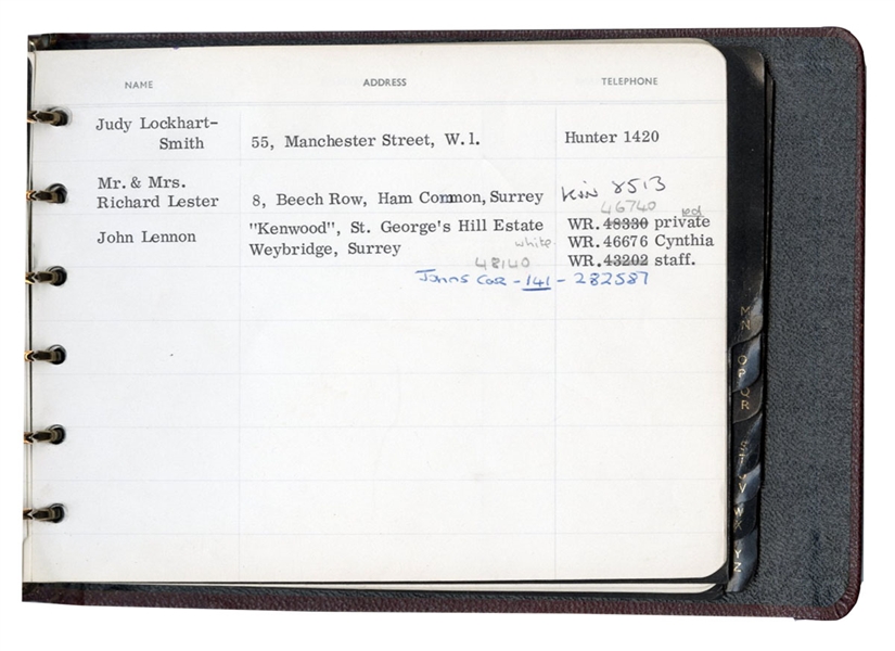 Beatles Brian Epsteins Hand-Annotated Personal Address Book with All Four Beatles Addresses, Rolling Stones, More, Caiazzo