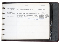 Beatles Brian Epsteins Hand-Annotated Personal Address Book with All Four Beatles Addresses, Rolling Stones, More, Caiazzo
