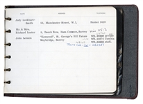 Beatles Brian Epstein's Hand-Annotated Personal Address Book with All Four Beatles Addresses, Rolling Stones, More, Caiazzo