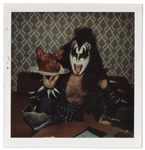 KISS Original Vintage Polaroid Photo Gene Simmons with Pig Head Europe 1976 Alive Destroyer Tour
