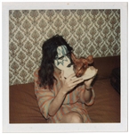 KISS Original Vintage Polaroid Photo Ace Frehley with Pig Head Europe 1976 Alive Destroyer Tour