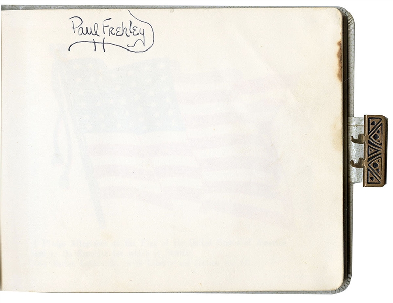 KISS Ace Frehley 1964-1969 School Classmate Autograph Book -- contains 1960s Paul Frehley Autograph on inside back cover