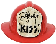 KISS Dynasty Tour 1979 Paul Stanley Concert Stage Worn Red Fire Helmet Signed by Paul Stanley -- Vintage Autograph