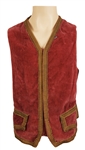 Jimi Hendrix Owned and Worn Red Velvet Vest from the Herbert Worthington Estate