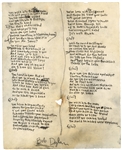 Bob Dylan Handwritten & Signed "Ballad of a Thin Man" Working Lyrics, JSA, James Blanco LOA and Clinton Heylin LOA