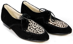 The Who John Entwistle Worn Black & White Leopard Suede Shoes