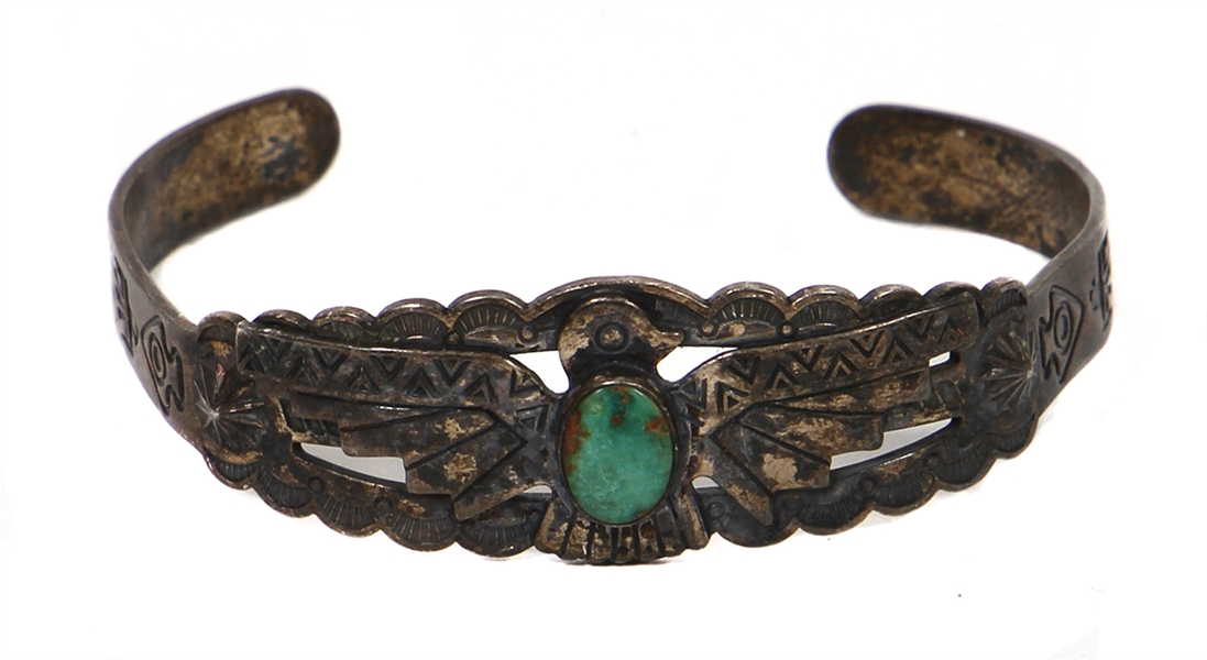 Janis Joplin Owned & Worn Silver Turquoise Cuff Bracelet