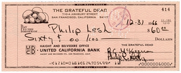 The Grateful Dead Phil Lesh & Ron McKernan “Pig Pen” Dual Signed 1966 Payroll Check (REAL)