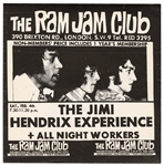 Jimi Hendrix Original 1967 The Ram Jam Club Concert Flyer