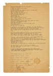 The Who Pete Townshend Handwritten "Were Not Gonna Take It" Lyrics from Tommy (JSA)