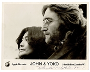 John Lennon & Yoko Ono Signed Apple Records Press Photograph (Caiazzo)