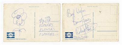 The Rolling Stones Brian Jones Signed Postcard with Original Artwork (JSA)