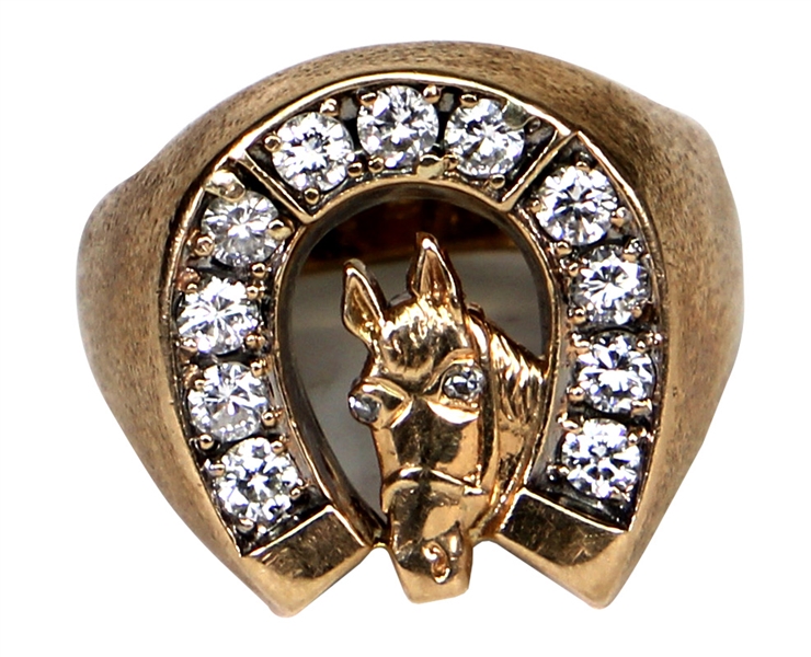 Elvis Presley Owned & Worn "Elvis 56" Diamond and Gold Lucky Horseshoe Ring