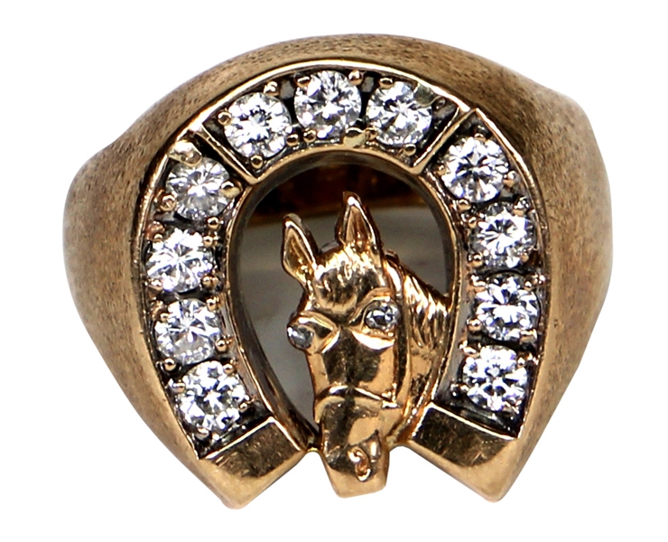 Elvis Presley Owned & Worn "Elvis 56" Diamond and Gold Lucky Horseshoe Ring Possibly Stage Worn March 23, 1956