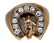 Elvis Presley Owned & Worn Elvis '56 Diamond and Gold Lucky Horseshoe Ring Possibly Stage Worn March 23, 1956