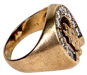 Elvis Presley Owned & Worn Elvis '56 Diamond and Gold Lucky Horseshoe Ring Possibly Stage Worn March 23, 1956