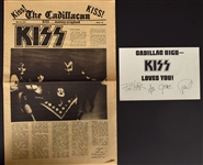 KISS The Cadillacan 5/20/1976 Vintage Newspaper and 10/9/1975 Cadillac Rare High School Flyer