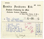 Bill Wyman Signed 1967 Dandies Fashions Ltd. Invoice Bill Wyman Archive