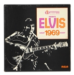 Lot of Elvis Presley 1969 Hilton Las Vegas Album Box With Collectibles Inside (Press Release, Vinyl, Photographs)