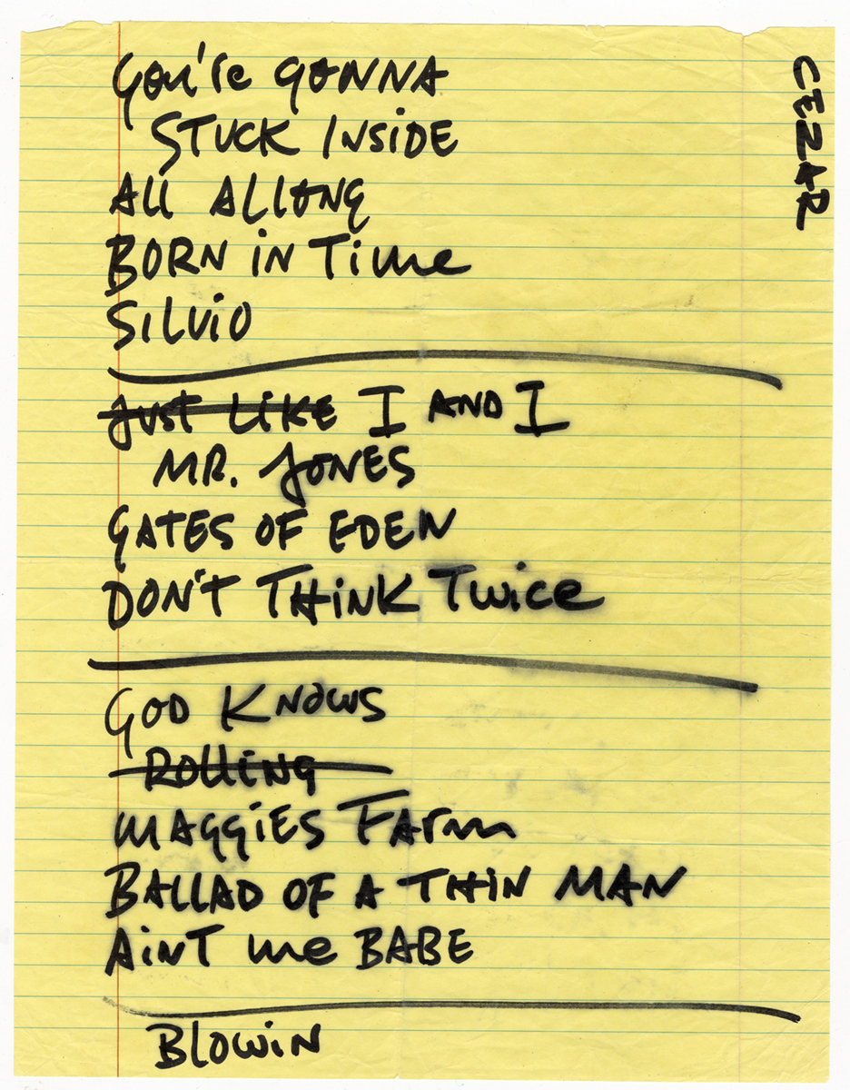 Lot Detail Bob Dylan Handwritten Concert Setlist (REAL)